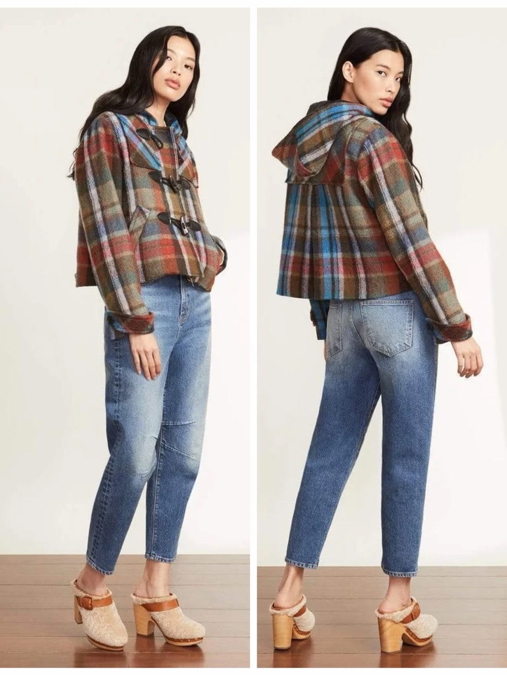 Veronica Beard Ianna Plaid Wool Hooded Duffle Jacket Coat Size Small